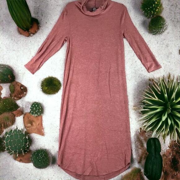 Bobeau Women’s Sweater Dress M Brick Red Cowl Neck Built-In Face Cover NWOT - Picture 2 of 14